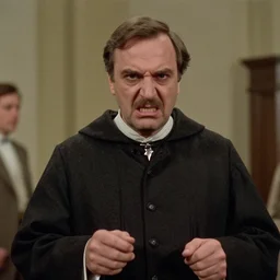 eric zemmour as an angry christian inquistor circa 1 9 6 0, cine still, movie still, 8 k
