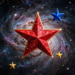 red star and blue star and yellow star, colorfull, nebula, habl telescope, detail render, realistic maya, octane render, rtx, nasa, photo