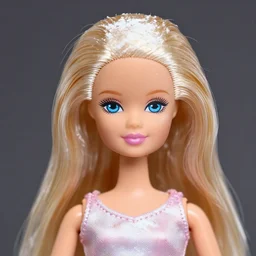 a barbie doll with white powder all over her face