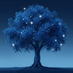 The heaventree of stars hung with humid nightblue fruit, beautiful digital art
