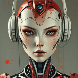 a hyper realistic empress female robot from the future, beautiful symmetrical face, award winning painting, paint brush splashes, artwork by chiara bautista and beksinski and norman rockwell and greg rutkowski, tom bagshaw weta studio, and lucasfilm