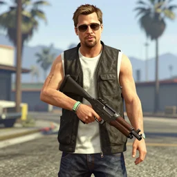 bred pitt with a machine gun gta v style