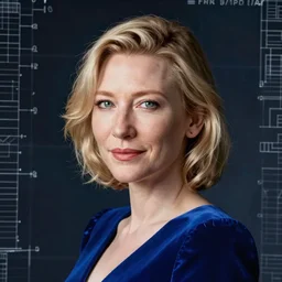 portrait of cate blanchet as blue print