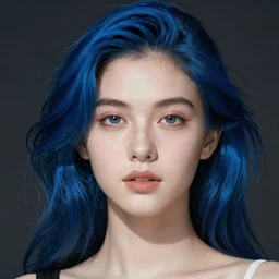 girl with blue flowing hear, portrait by loish, daily deviation