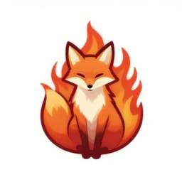 a vector logo of a burning fox with flames style