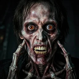 christopher walken in sleepy hollow, full body, big two toned eyes, teeth gritted, horror, intricate details, cinematic, epic, realistic, anatomy, tomer hanuka, uplight, artstation, photorealistic, scary