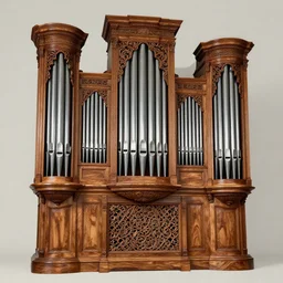 pipe organ intricately carved from ancient wood, detailed reference photo, artstation