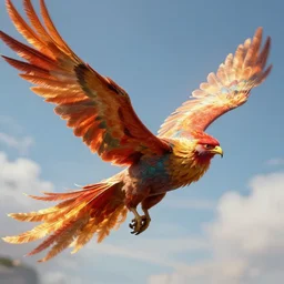phoenix flying in the sky, super detailed detail, unreal engine
