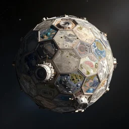 futuristic hexagonal planetary space station, painted by andreas rocha and greg rutkowski