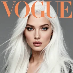 stunning portrait by richard avedon of a beautiful young woman with long flowing white hair. soft features. high fashion photography. cover of vogue magazine, canon 5 0 mm f / 1. 6