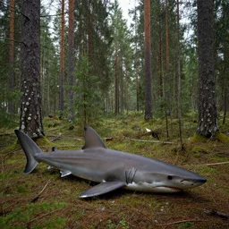 forest of shark fins in finland forest