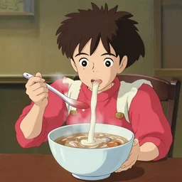 anime girl made out of soup hayao miyadzaki style