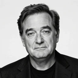 very sad robin williams as bicentenary man, black and white portrait photografy