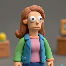 portrait of leela from futurama, in the style of a clay model.
