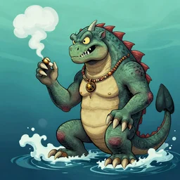 sea monster smoking a joint