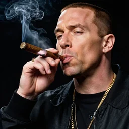 high quality photo of eminem smoking cigar