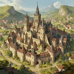 A medieval city, designed by Greg Rutkowski. Trending on Artstation