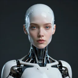 a portrait of a female android, by Dan Mumford and Sandra Chevrier, 4k