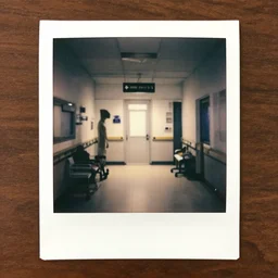 an liminal hospital with nostalgic feeling, polaroid photo, 1 9 9 8, vhs, tape, photography,