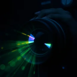 magic coming out of a vintage camera lens