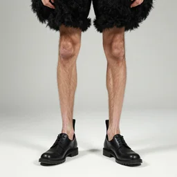 a man whose legs are ostrich legs, fashion photography