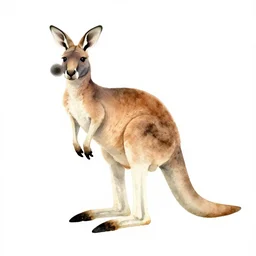 kangaroo, watercolor, watercolor art, kangaroo, simple, white background