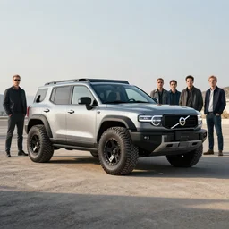wide view shot of a new car for 2 0 3 2 with offroad tires installed. style by petros afshar, christopher balaskas, goro fujita, and rolf armstrong. car design by delorean alpha and volvo.