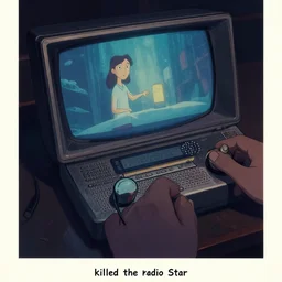 Video killed the radio star, Animation printed poster , Artwork by James Gilleard, cinematic composition, trending