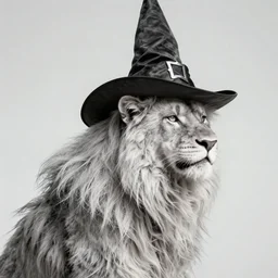 extremely realistic portrait of a real life white panter with a very long fur and a wizard hat, fantasy, trending on artstation, heroic pose, highly detailed, profile picture,  8k