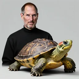 steve jobs in a black turtleneck, as an actual turtle