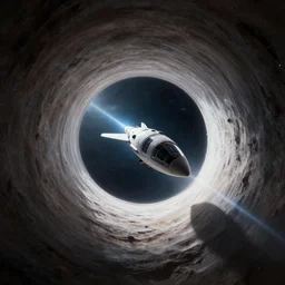 a futuristic space flying through a worm hole