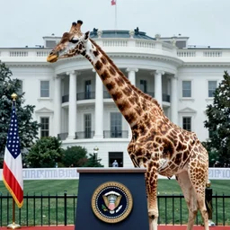 a giraffe elected President of the United States, official White House photo, 1974