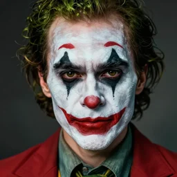 close-up of Geiger\'s alien wearing the joker\'s make-up in the style of hr geiger