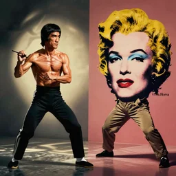 bruce lee vs chuck norris by andy warhol