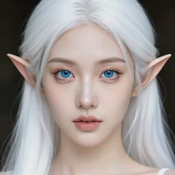 a beautiful portrait, gorgeous fantasy elf. professionally retouched, soft lighting, realistic, smooth face, gorgeous blue eyes, long white hair, pointed ears, wide angle, sharp focus on the eyes, 8 k high definition, insanely detailed, intricate, elegant, gorgeous, art by artgerm and wlop
