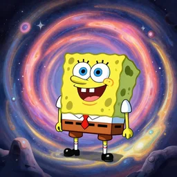 spongebob during the singularity, fantasy art by lois von barrie
