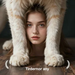 a photo of beautiful girl with cat's feet