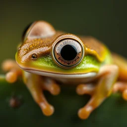 a macro photograph of a tiny frog with big eye, cute, photography, nature, national geography, macro lens, hasselblad, realism