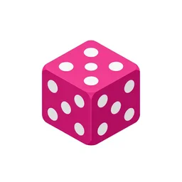 centered icon of a dark pink dice with white background in the style of an rpg game, artstation, 3d rendered, digital art, isometric, white background, dark souls, the witcher 3, crusader kings, skyrim
