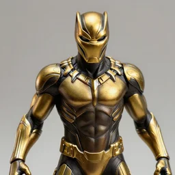 a close up shot of a golden statue of black panther, detailed, 8K, epic, photorealistic,