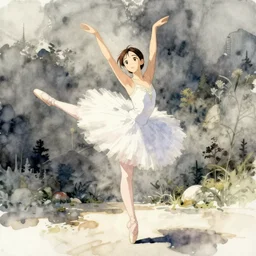 anime rooney mara ballerina, intricate watercolor painting by greg rutkowski, trending on pixiv