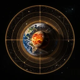 collision of [ earth and mars ]!!, view from space!!, trending on artstation!!, astrophotography!!, golden ratio!!, centered!, contest winner, award winning, sharp, intricate, detailed, digital art, 4 k, cinematic still, theatrical atmosphere, sci - fi art, dark fantasy, wide screen, wide angle