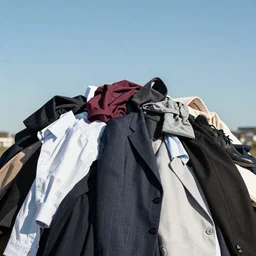 “a pile of business clothes that reaches up to the sky”
