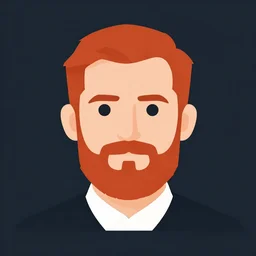 face icon stylized minimalist portrait of a respectable dignified 3 0 ish pentecostal preacher with kind eyes and red beard and hair, dawid ryski, global illumination