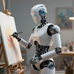an android robotic artist creating art, beautiful digital art, artstation cgsociety highly - detailed masterpiece