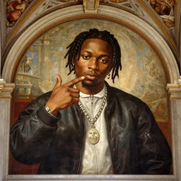 renaissance painting of the rapper earl sweatshirt!, church ceiling mural by michelangelo, detailed, vivid - w 7 6 8