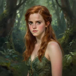 Emma Watson as a forest nymph, digital painting, highly detailed