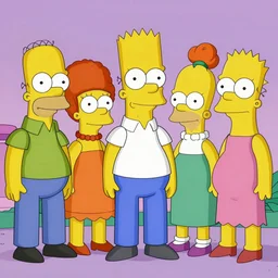 simpsons characters in a group photo by matt groening