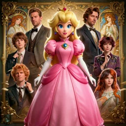 highly detailed vfx portrait of holly willoughby as princess peach, stephen bliss, unreal engine, greg rutkowski, loish, rhads, beeple, makoto shinkai and lois van baarle, ilya kuvshinov, rossdraws, tom bagshaw, alphonse mucha, global illumination, detailed and intricate environment