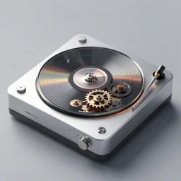 octane render of a mechanical clockwork compact disc player with intricate gears